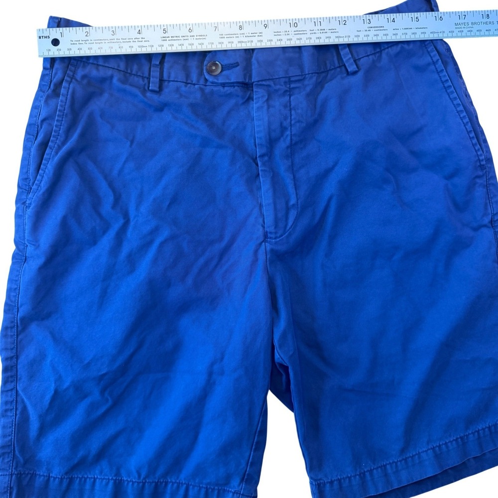 Peter Millar Chino Shorts Mens 34 Blue Flat Front Cotton Blend Casual Golf - Picture 2 of 7
